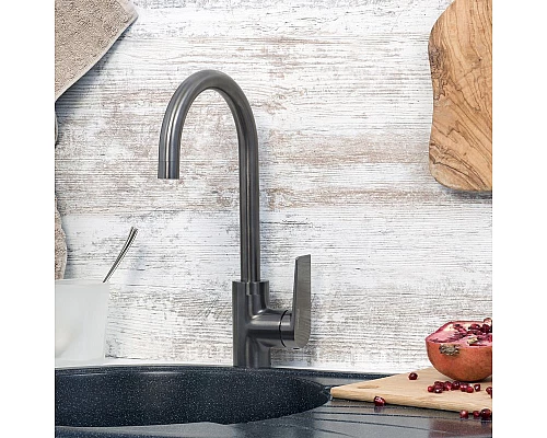 Заказать Смеситель для кухни WasserKRAFT Wiese 8407 Оружейная сталь в магазине сантехники Santeh-Crystal.ru