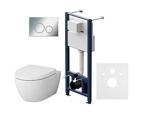 Заказать Комплект унитаза с инсталляцией AM.PM Awe IS49051.111738 с сиденьем Микролифт и клавишей смыва Хром в магазине сантехники Santeh-Crystal.ru