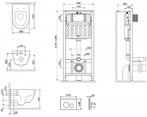 Заказать Комплект унитаза с инсталляцией AM.PM Awe IS49051.111738 с сиденьем Микролифт и клавишей смыва Хром в магазине сантехники Santeh-Crystal.ru