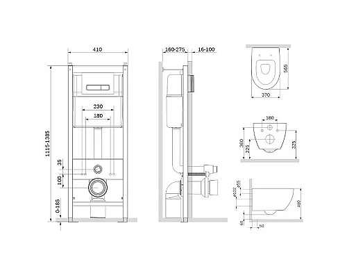 Заказать Комплект унитаза с инсталляцией AM.PM Awe FlashClean IS30201.111700 с сиденьем Микролифт и Белой клавишей смыва в магазине сантехники Santeh-Crystal.ru