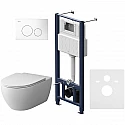 Комплект унитаза с инсталляцией AM.PM Awe FlashClean IS49001.111700 с сиденьем Микролифт и Белой клавишей смыва