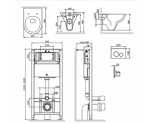Приобрести Комплект унитаза с инсталляцией AM.PM Gem FlashClean IS49001.901700 с сиденьем Микролифт и Белой клавишей смыва в магазине сантехники Santeh-Crystal.ru