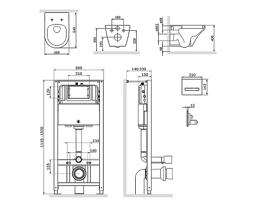 Заказать Комплект унитаза с инсталляцией AM.PM Inspire FlashClean IS450A38.501700 с сиденьем Микролифт и Черной клавишей смыва в магазине сантехники Santeh-Crystal.ru
