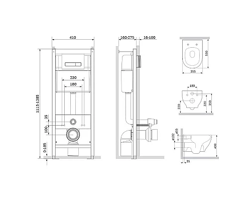 Заказать Комплект унитаза с инсталляцией AM.PM Like FlashClean IS30201.801701 с сиденьем Микролифт и Белой клавишей смыва в магазине сантехники Santeh-Crystal.ru