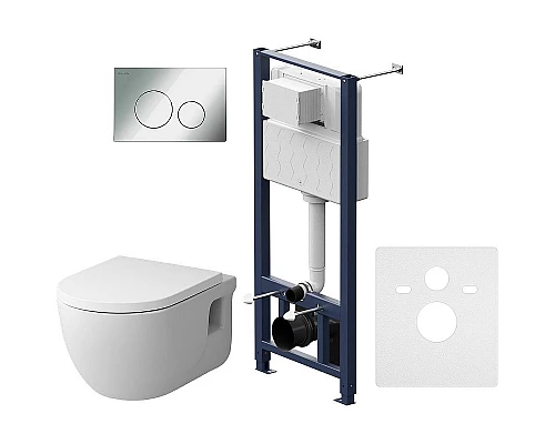 Купить Комплект унитаза с инсталляцией AM.PM Like IS49051.801701 с сиденьем Микролифт и клавишей смыва Хром в магазине сантехники Santeh-Crystal.ru