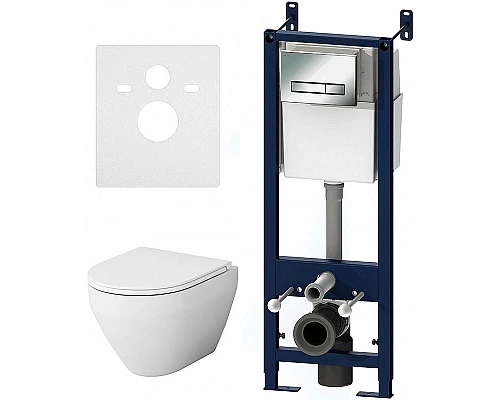 Заказать Комплект унитаза с инсталляцией AM.PM Sprit FlashClean IS30251.701700 с сиденьем Микролифт и клавишей смыва Хром в магазине сантехники Santeh-Crystal.ru