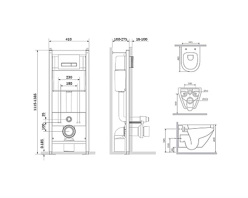Заказать Комплект унитаза с инсталляцией AM.PM Sprit FlashClean IS30251.701700 с сиденьем Микролифт и клавишей смыва Хром в магазине сантехники Santeh-Crystal.ru