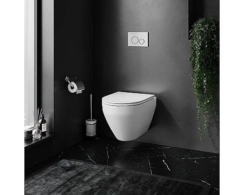 Заказать Комплект унитаза AM.PM Spirit FlashClean C701700WH + C707857WH с сиденьем Микролифт и инсталляцией Jacob Delafon E29025-NF + E4316-CP с клавишей смыва Хром в магазине сантехники Santeh-Crystal.ru