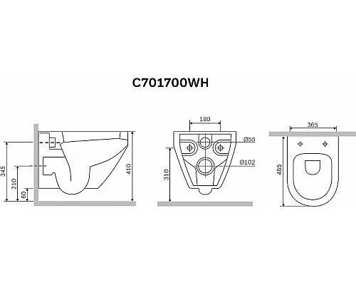 Приобрести Комплект унитаза AM.PM Spirit FlashClean C701700WH + C707857WH с инсталляцией Tece Profil 9400412 с сиденьем Микролифт и клавишей смыва Хром глянцевый в магазине сантехники Santeh-Crystal.ru