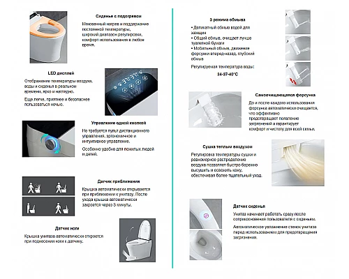 Унитаз биде Abber Bequem AC1116S приставной с сиденьем Микролифт