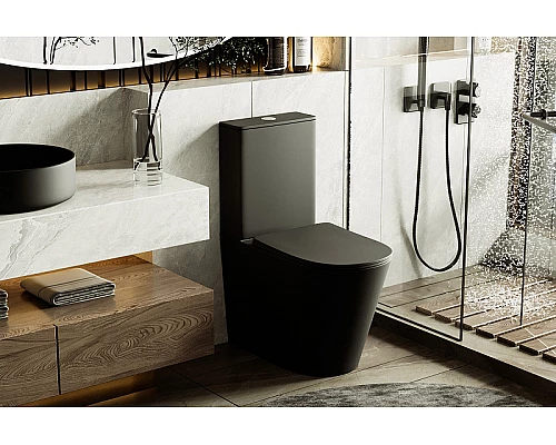 Унитаз компакт Abber Bequem AC1112TMB Черный матовый с бачком и сиденьем Микролифт