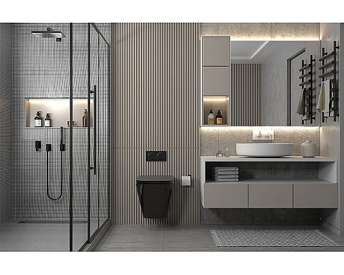 Купить Унитаз Abber Rechteck AC1200MB подвесной Черный матовый с сиденьем Микролифт в магазине сантехники Santeh-Crystal.ru