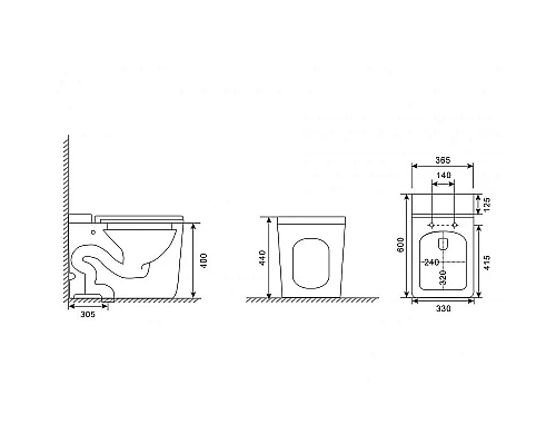 Купить Унитаз Abber Rechteck AC1212P приставной с сиденьем Микролифт в магазине сантехники Santeh-Crystal.ru