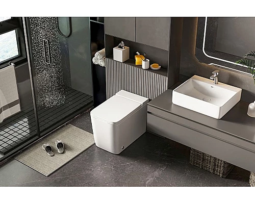 Купить Унитаз Abber Rechteck AC1212P приставной с сиденьем Микролифт в магазине сантехники Santeh-Crystal.ru