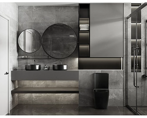 Унитаз компакт Abber Rechteck AC1210TMB Черный матовый с бачком и сиденьем Микролифт