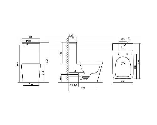 Унитаз компакт Abber Rechteck AC1210TMB Черный матовый с бачком и сиденьем Микролифт