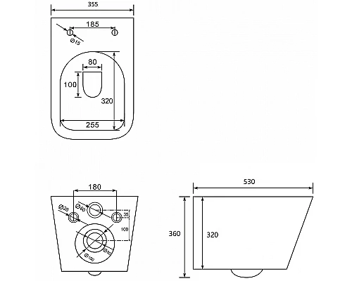 Унитаз Abber Rechteck AC1201T подвесной с сиденьем Микролифт