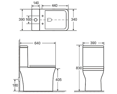 Заказать Унитаз компакт Aquanet Cube 2-C Rimless 240208 без бачка с сиденьем Микролифт в магазине сантехники Santeh-Crystal.ru
