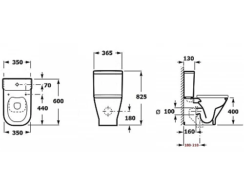 Приобрести Унитаз компакт Aquanet Fine-C Rimless 273786 без бачка с сиденьем Микролифт в магазине сантехники Santeh-Crystal.ru