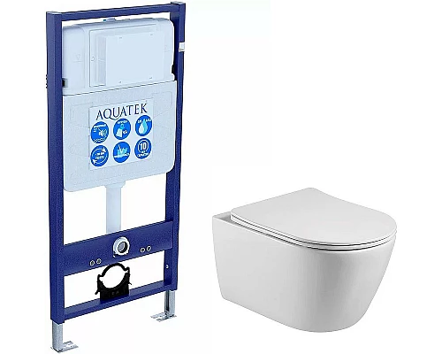 Купить Комплект унитаза с инсталляцией Aquatek Set Aquatek Бетта с сиденьем Микролифт в магазине сантехники Santeh-Crystal.ru