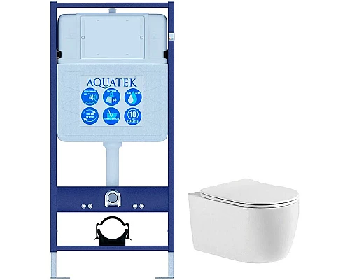 Купить Комплект унитаза с инсталляцией Aquatek Set Aquatek Европа New cm с сиденьем Микролифт в магазине сантехники Santeh-Crystal.ru