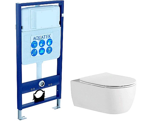 Заказать Комплект унитаза с инсталляцией Aquatek Set Aquatek Европа New с сиденьем Микролифт в магазине сантехники Santeh-Crystal.ru
