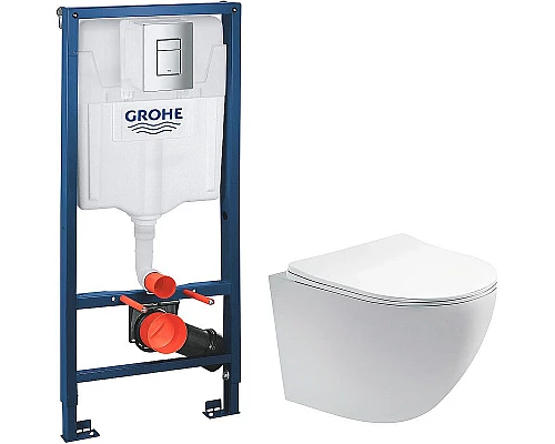 Купить Комплект унитаза Aquatek Европа AQ1900-00 с инсталляцией Grohe Rapid SL 38772001 с сиденьем Микролифт и клавишей смыва Хром в магазине сантехники Santeh-Crystal.ru