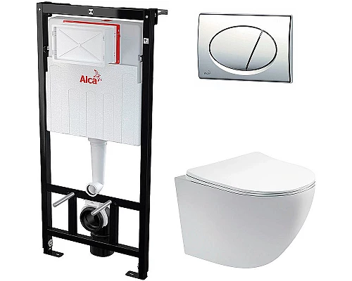 Приобрести Комплект унитаза Aquatek Европа AQ1900-00 с инсталляцией Alcaplast Sadromodul AM101/1120-3:1 RU M71-0001 с сиденьем Микролифт и клавишей смыва Хром в магазине сантехники Santeh-Crystal.ru
