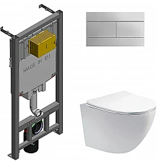 Комплект унитаза Aquatek Европа AQ1900-00 с сиденьем Микролифт и инсталляцией Jacob Delafon E29025-NF+E4316-CP с клавишей смыва Хром