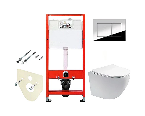 Купить Комплект унитаза Aquatek Европа AQ1900-00 с инсталляцией Tece Profil 9400412 с сиденьем Микролифт и клавишей смыва Хром глянцевый в магазине сантехники Santeh-Crystal.ru