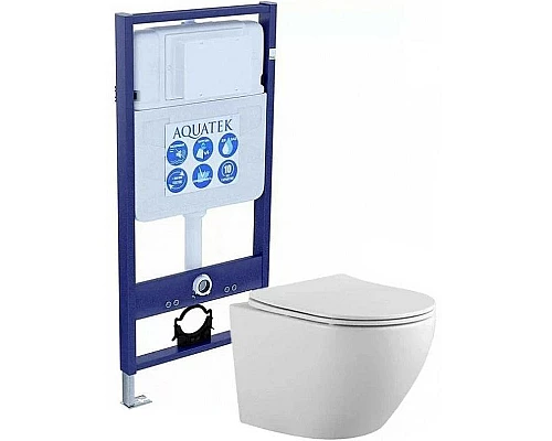 Заказать Комплект унитаза с инсталляцией Aquatek Европа SET AQUATEK ЕВРОПА cm с сиденьем Микролифт в магазине сантехники Santeh-Crystal.ru
