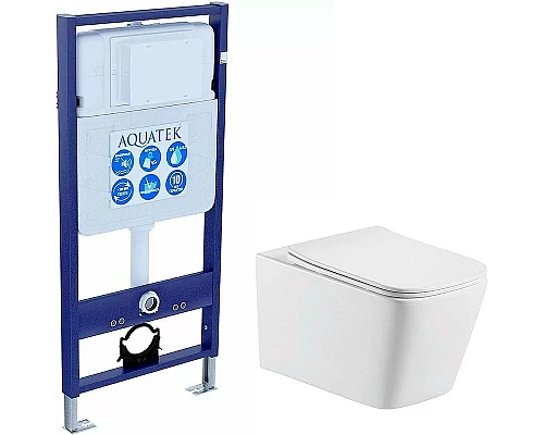 Купить Комплект унитаза с инсталляцией Aquatek Set Aquatek Либра с сиденьем Микролифт в магазине сантехники Santeh-Crystal.ru