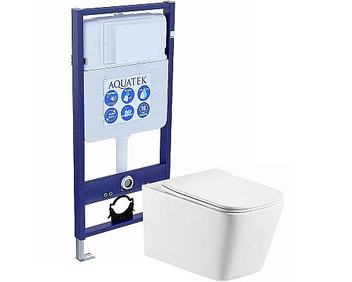 Приобрести Комплект унитаза с инсталляцией Aquatek Либра New SET AQUATEK ЛИБРА N с сиденьем Микролифт в магазине сантехники Santeh-Crystal.ru