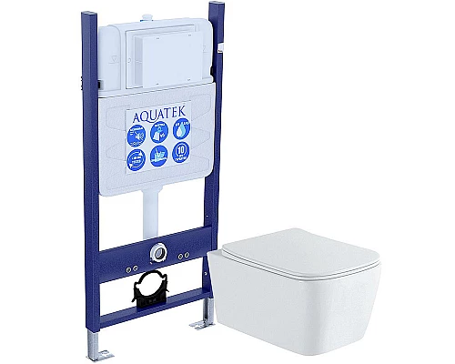 Купить Комплект унитаза с инсталляцией Aquatek Либра New SET AQUATEK ЛИБРА N-14 cm с сиденьем Микролифт в магазине сантехники Santeh-Crystal.ru