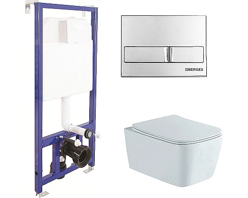 Заказать Комплект унитаза Aquatek Либра New AQ1148N-00 с инсталляцией Berges Novum L3 040213 с сиденьем Микролифт и клавишей смыва Хром в магазине сантехники Santeh-Crystal.ru