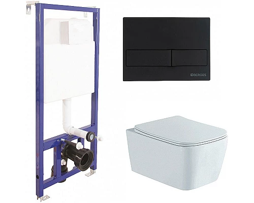 Купить Комплект унитаза Aquatek Либра New AQ1148N-00 с инсталляцией Berges Novum L5 040215 с сиденьем Микролифт и Черной матовой клавишей смыва в магазине сантехники Santeh-Crystal.ru