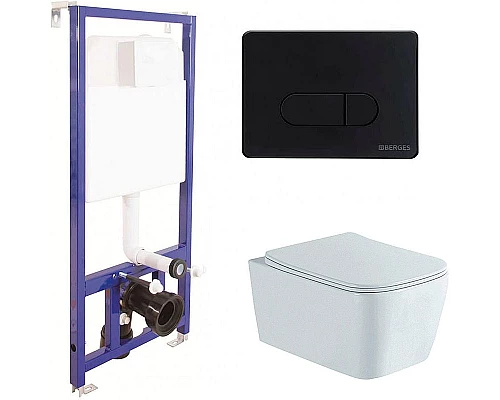 Заказать Комплект унитаза Aquatek Либра New AQ1148N-00 с инсталляцией Berges Novum D5 040235 с сиденьем Микролифт и Черной матовой клавишей смыва в магазине сантехники Santeh-Crystal.ru