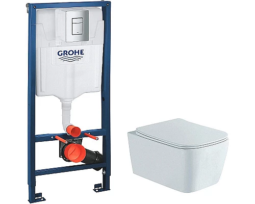 Приобрести Комплект унитаза Aquatek Либра New AQ1148N-00 с инсталляцией Grohe Rapid SL 38772001 с сиденьем Микролифт и клавишей смыва Хром в магазине сантехники Santeh-Crystal.ru