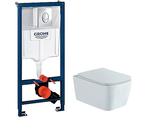 Приобрести Комплект унитаза Aquatek Либра New AQ1148N-00 с инсталляцией Grohe Rapid SL 38721001 с сиденьем Микролифт и клавишей смыва Хром в магазине сантехники Santeh-Crystal.ru