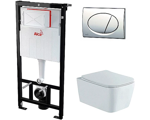 Купить Комплект унитаза Aquatek Либра New AQ1148N-00 с инсталляцией Alcaplast Sadromodul AM101/1120-3:1 RU M71-0001 с сиденьем Микролифт и клавишей смыва Хром в магазине сантехники Santeh-Crystal.ru