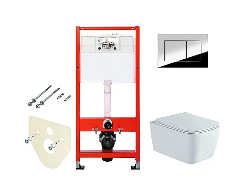 Купить Комплект унитаза Aquatek Либра New AQ1148N-00 с инсталляцией Tece Profil 9400412 с сиденьем Микролифт и клавишей смыва Хром глянцевый в магазине сантехники Santeh-Crystal.ru