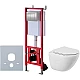 Комплект унитаза BelBagno Amanda BB051CHR+BB051SC с инсталляцией D&K DI8140116 с сиденьем Микролифт и клавишей смыва Хром