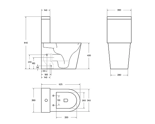 Унитаз компакт BelBagno Flay-Tor BB2149CP-TOR без бачка и сиденья