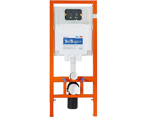 Комплект унитаза с инсталляцией BelBagno Loto BB070CHR/SC/BB002-80/BB005-PR-CHROME с сиденьем Микролифт и клавишей смыва Хром глянцевый