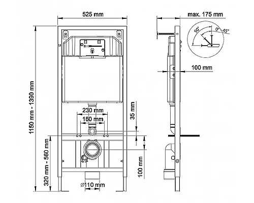 Заказать Комплект унитаза BelBagno Uno BB3105CHR/SC с инсталляцией Berges Wasserhaus Novum L5 040215 с сиденьем Микролифт и Черной матовой клавишей смыва в магазине сантехники Santeh-Crystal.ru