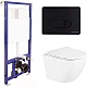 Купить Комплект унитаза BelBagno Uno BB3105CHR/SC с инсталляцией Berges Wasserhaus Novum D5 040235 с сиденьем Микролифт и Черной матовой клавишей смыва в магазине сантехники Santeh-Crystal.ru