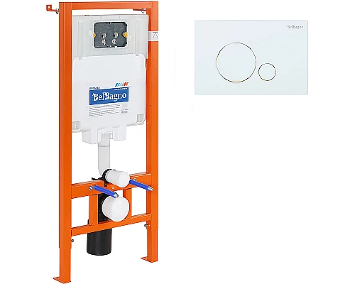 Комплект унитаза с инсталляцией BelBagno Uno BB3105CHR/SC/BB002-80/BB014-SR-BIANCO с сиденьем Микролифт и Белой клавишей смыва