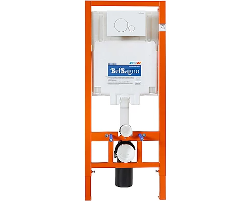 Комплект унитаза с инсталляцией BelBagno Uno BB3105CHR/SC/BB002-80/BB014-SR-BIANCO с сиденьем Микролифт и Белой клавишей смыва