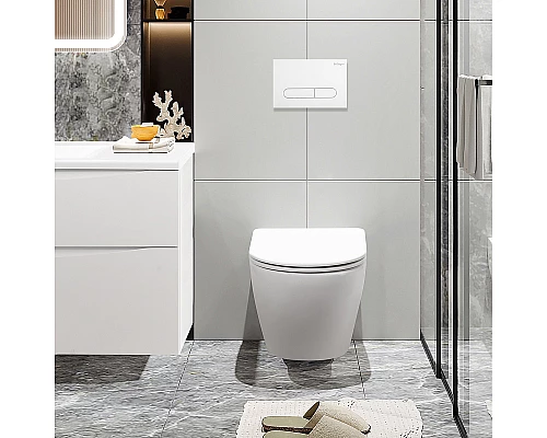 Комплект унитаза с инсталляцией BelBagno Uno BB3105CHR/SC/BB002-80/BB014-SR-BIANCO с сиденьем Микролифт и Белой клавишей смыва