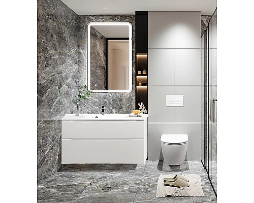 Комплект унитаза с инсталляцией BelBagno Uno BB3105CHR/SC/BB002-80/BB014-SR-BIANCO с сиденьем Микролифт и Белой клавишей смыва